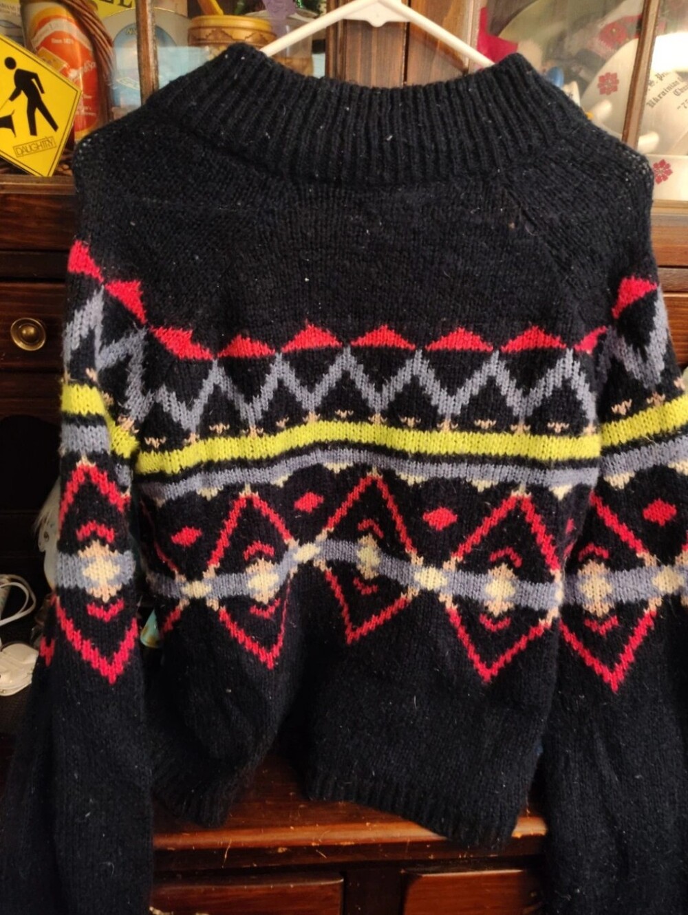 SO Grey Fair Isle Turtleneck Sweater with Pink, Yellow & Gray Accents